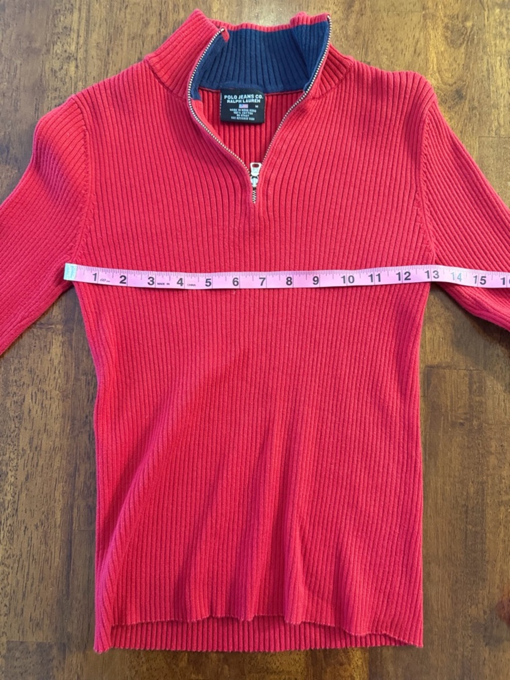 Vintage Ralph Lauren Polo Red Ribbed Quarter-Zip Sweater Top Sz M - Picture 4 of 7